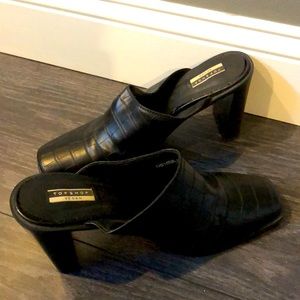 US size 10. Black Vegan Leather Top shop Mules. Gently worn.
